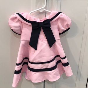 Pink sailor dress with hat and diaper cover 3m